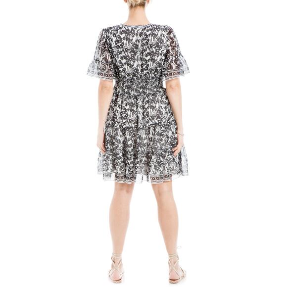Max Studio London Georgette Ditsy Floral Print Tiered Dress Size XS - Picture 3 of 9